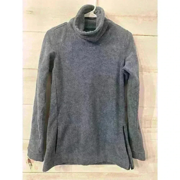 Nike Womens XS Dri Fit Sweatshirt Cowl Neck Tunic Therma Fleece Training Blue - Picture 2 of 9